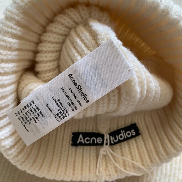 Acne Studios Cream Ribbed Beanie - Like New Only Tried On